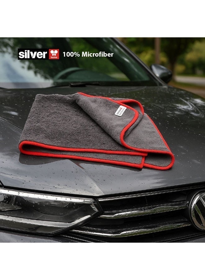 Silver Home NEW Professional Large 50x70 cm Super Absorbent Car Cleaning & Drying Towel | Ultra-Soft 100% Microfiber | Premium Streak-Free Finish | Reusable for Car, Glass, House Cleaning | Grey - Image 1